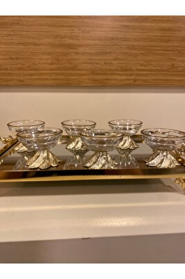 LOKUMLUK 6'LI ALTIN METAL PİRİNÇ AYAKLI MİNİBOY 6 CM ürün fotoğrafı