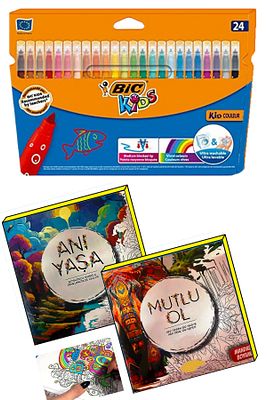 Mandala Büyükler Için Boyama Seti - 2 Kitap Ve 24'lü Keçeli Kalem nova ürün fotoğrafı