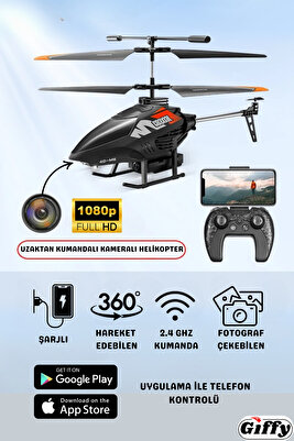 Kameralı Helikopter Uzaktan Kumandalı ve Telefon APP Uygulama Kontrollü Şarjlı RC Full Fonksiyon ürün fotoğrafı