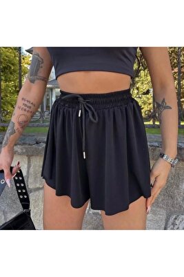 Kadın Siyah Bol Kesin Içi Şortlu Spor Tayt ürün fotoğrafı