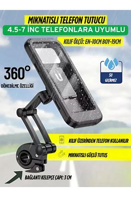 Mıknatıslı Motorsiklet Bisiklet Telefon Su Geçirmez Tutucu Kılıf Motor Tutacağı 360 Dönebilen ürün fotoğrafı