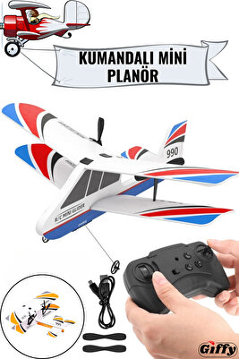 Oyuncak Uzaktan Kumandalı Şarjlı Kumandalı Mini Glider Uçak Led Işıklı ürün fotoğrafı