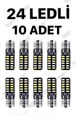 T10 Dipsiz (10 ADET) W5w 24 Ledli Canbus Beyaz Park Plaka Ampulü ürün fotoğrafı