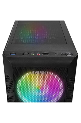CREST V1 Mesh Temperli Camlı 4x12cm Auto RGB Fan ATX Mid-T Gaming Oyuncu Kasası ürün fotoğrafı