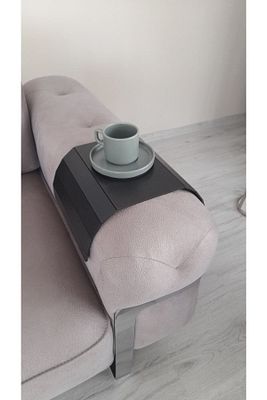 Siyah Koltuk Tepsisi Yan Sehpa - Amerikan Servisi Koltuk Kenarı 25x45 Cm ürün fotoğrafı