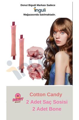 Pembe 4'lü Paket Çıtçıtlı Isısız Saç Şekillendirici Saç Sosisi Boneli - Uzun Saç Sosisi Hediyeli ürün fotoğrafı