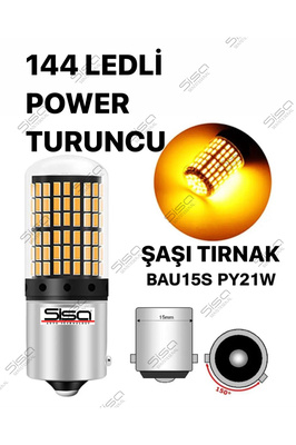 Oto Led Sinyal Ampulü PY21W Çapraz Tırnak Tak Kullan Ürün 144 Led Turuncu 2 Adet ürün fotoğrafı