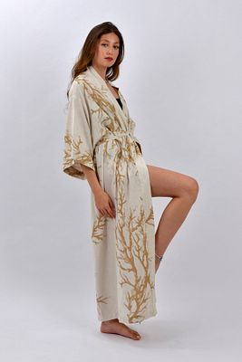 Keten Kimono Uzun ürün fotoğrafı