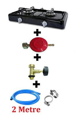 Piknik Tüp Uyumlu Ocak 2 İki Gözlü Emaye Set Üstü Ocak Piknik Tüple Çalışan Karavan Ocak Kamp Ocağı ürün fotoğrafı