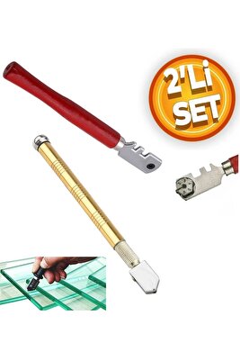 Elmas Kalem Cam Fayans Kesici Kendinden Yağlı Cam Kesme Yağ Beslemeli Uç 2lii Set ürün fotoğrafı