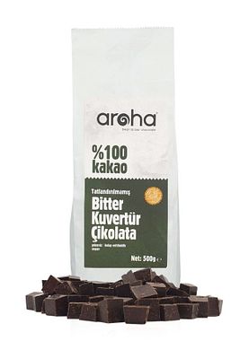 %100 Kakao Tatlandırılmamış Bitter Kuvertür Çikolata 500 G ürün fotoğrafı