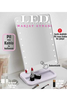 Led Işıklı Makyaj Aynası Beyaz Glrshop ürün fotoğrafı