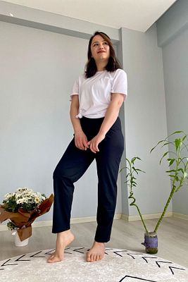 Unisex Siyah Düz Renk Penye Pijama Altı ürün fotoğrafı