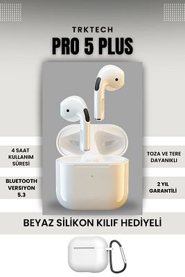 Kılıf Hediyeli Pro 5 Plus Premium A Kalite Bluetooth Sürüm 5.3 Bluetooth Kulaklık ürün fotoğrafı