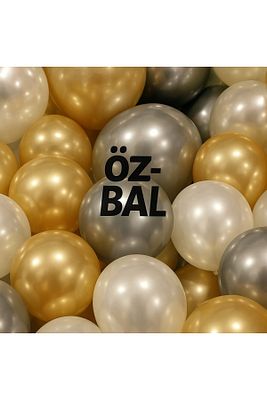 Öz-bal 30 Adet Balon Metalik Renkler Beyaz - Gold - Gümüş ürün fotoğrafı