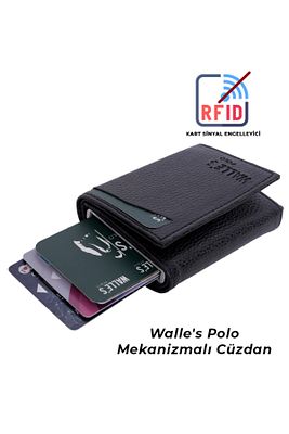Dark Deri Otomatik Mekanizmalı Rfid Korumalı Çıtçıtlı Unisex Para & Kartlıklı Cüzdan ürün fotoğrafı