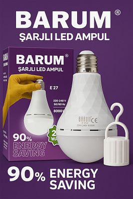 Elektrik Kesildiğinde Yanmaya Devam Eden Asma Aparatlı 20watt Tasarruflu Şarjlı Led Ampul ürün fotoğrafı