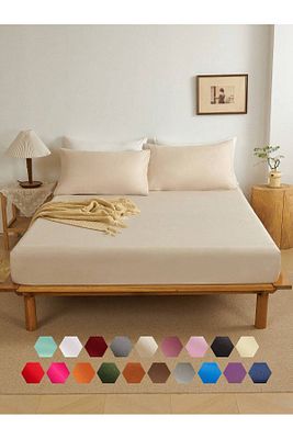Çift Kişilik Lastikli Çarşaf + 2 Adet Yastık Kılıfı 160x200 Sütlü Kahve ürün fotoğrafı