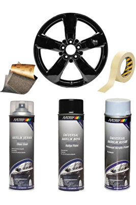 Akrilik Jant Boyası - Boyama Seti - Parlak Siyah ürün fotoğrafı