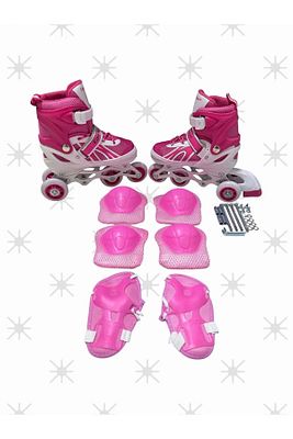 Pembe Ayarlanabilir Işıklı Alıştırma Pateni Dizlik Ve Kolluk Setli ürün fotoğrafı