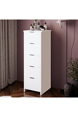 N1050 Laura 5 Çekmeceli Dolap – Beyaz | Şifonyer, Keson, Dosya ve Çok Amaçlı Dolap ürün fotoğrafı
