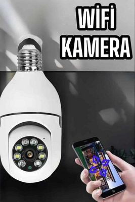Wifi Kamera Duylu Ampul Görünümlü 360 Derece Dönebilen Ev Kamerası ürün fotoğrafı