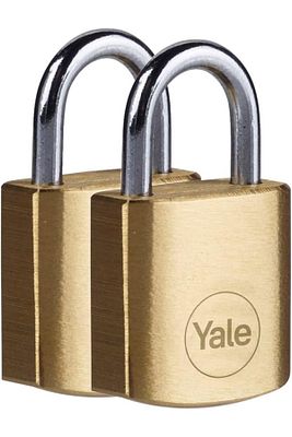 Yale Y110b/20/111/2 - 20mm Pirinç Asma Kilit 2&amp;apos;li Set - Standart Koruma - Çelik Halka - 3 ürün fotoğrafı