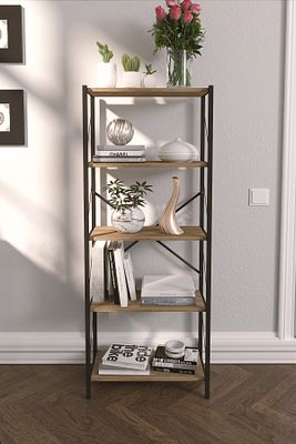 Denk Metal Mobilya Ceviz Kitaplık 5 Raflı 150 Cm ürün fotoğrafı