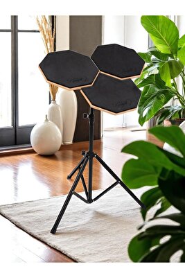 Bateri Davul Drum Pratik Çalışma Pedi Ve Standı Baget 3'lü Set Çantalı ürün fotoğrafı