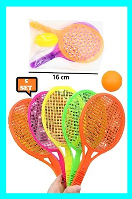 Oyuncak 5'li Set Plastik Raket Karne Hediyesi Okul Öncesi Hediyelik 16 Cm Mini Boy Tenis Raketi ürün fotoğrafı