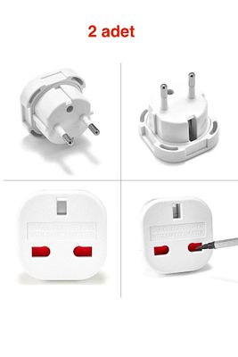 2 Adet Ingiliz Fiş Adaptör Çevirici Ingiliz-türk Çevirici Priz Adaptör ürün fotoğrafı