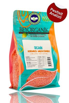 Organik Kırmızı Mercimek 500gr (PESTİSİT VE AFLATOKSİN ANALİZLİ) ürün fotoğrafı