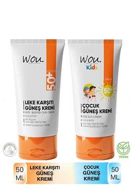 Leke Karşıtı Spf50 Güneş Kremi 50ml & Yüksek Korumalı Spf50 Çocuk Güneş Kremi 50 ürün fotoğrafı