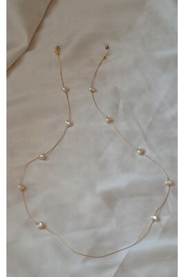 Kadın Incili Gözlük Aksesuarı Gold Zincir Gözlük ürün fotoğrafı