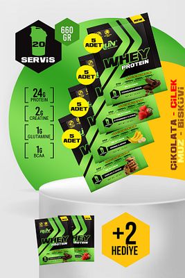 Whey Protein - 20 Adet - 4 Aromalı Saşe - 660g - Hediyeli ürün fotoğrafı