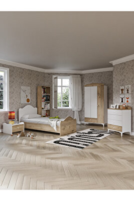 Mdf Zebra Çocuk Odası 5 Parça Set Ahşap Meşe Renk %100 Mdf ürün fotoğrafı