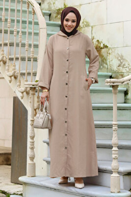 Ahsen Boydan Düğmeli Kap TSD240103 Vizon ürün fotoğrafı