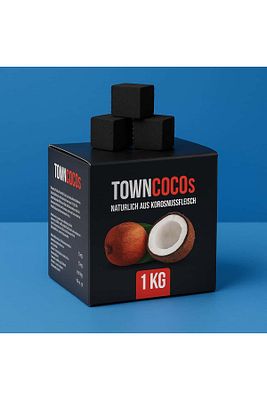 Town Coco's #26 Nargile Kömürü - 1 Kg 64 Küp - Yüksek Kalite Nargile Kömürü ürün fotoğrafı