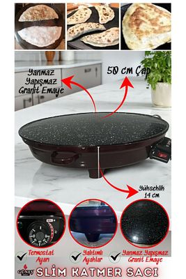 Güneş 2000w Elektrikli Lüks Termostatlı 50 Cm Ekmek,gözleme,börek Ve Katmer Sacı ürün fotoğrafı