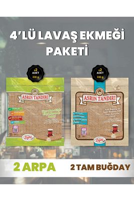 40AdetLavaş 4’Lü Paket (2 Pkt(20Lavaş)Ekşi Mayalı Arpa+2 Pkt(20Lavaş)EkşiMayalıTamBuğday) 4X330Gr. ürün fotoğrafı