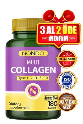 Multi Kolajen 180 Tablet (jumbo Boy 5 Çeşit Kolajen Tip 1-2-3-5-10 Hyalüronik Asit Çinko ) ürün fotoğrafı