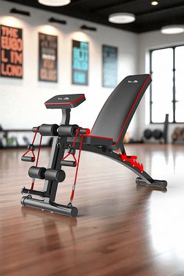 V-FIT BY VOIT D208 Katlanabilir Incline/decline Ayarlanabilir Sırt Açılı Mekik ve Ağırlık Sehpası ürün fotoğrafı