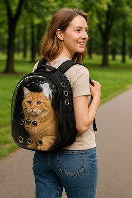 Astronot Şeffaf Pencereli Kedi Taşıma Sırt Çantası – Uçak, Kabin Uyumlu, 9 Hava Kanallı, Konforlu ürün fotoğrafı