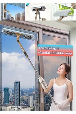 Molto Mikrofiber Bükülür Cam Silme Aparatı Yedek Bez Sağlam Teleskopik Sopa ürün fotoğrafı