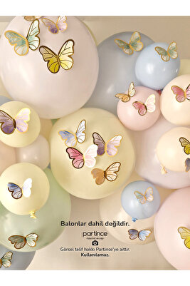 48’li Makaron Kelebek Süs Parti Süsü Kelebek Doğum Günü Süsü ürün fotoğrafı