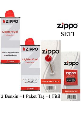 Çakmak Ikmal Seti 2 Bidon Benzin Fitil Taş Set1 ürün fotoğrafı