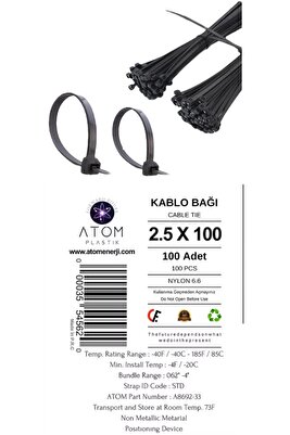 100 Adet Siyah Plastik Kelepçe Cırt Kablo 2.5 10cm Uzunluk. ürün fotoğrafı
