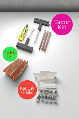 Lastik Tamir Kiti Fitil Atma Seti+ Lastik Tamir Kiti Kauçuk Vida Seti+5 li Yedek Fitil ürün fotoğrafı