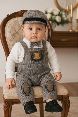 Erkek Bebek Kahverengi Salopet Takım ürün fotoğrafı