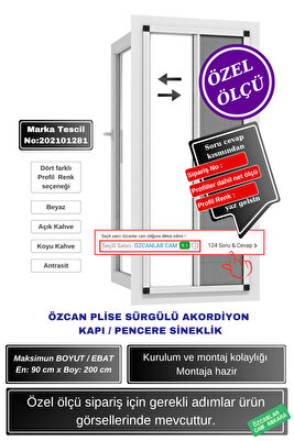 💥 90x200 Plise Pileli Sürgülü Sineklik 🚪 Kayar Akordiyon | Ahşap Pimapen Çelik Kapı Uyumlu ürün fotoğrafı